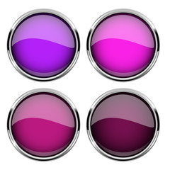 Collection of violet glass buttons with chrome frame