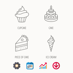 Cake, cupcake and ice cream icons.
