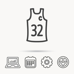 Team captain icon. Basketball shirt sign.