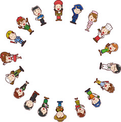 イラスト素材: 働く人たちのメッセージ素材