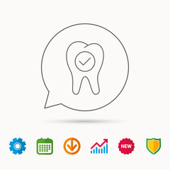 Check tooth icon. Stomatology sign.