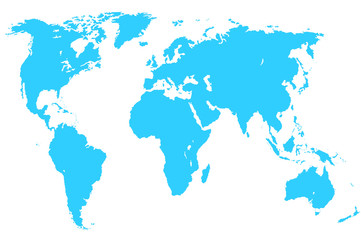 blue world map, isolated