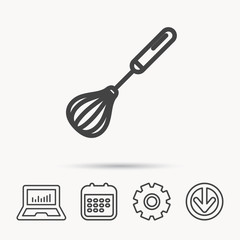 Whisk icon. Kitchen tool sign.