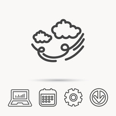 Wind icon. Cloud with storm sign.