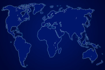 dark blue world map, isolated