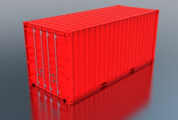 3d illustration of china iso container isolated on metallic