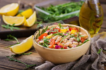 White bean cannellini salad. Vegan salad. Diet menu