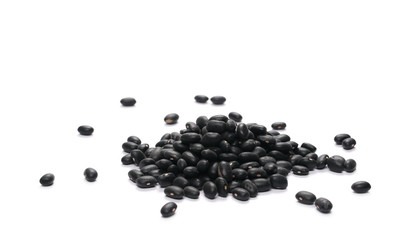 Fototapeta na wymiar Pile organic black beans, isolated on white background