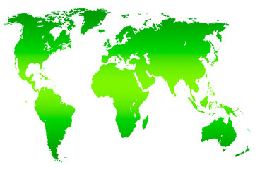 green gradient world map, isolated