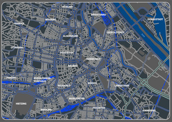 Obraz premium Wien Nachtkarte