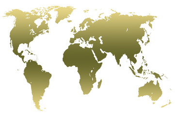 khaki green gradient world map, isolated