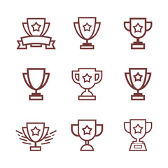 Vector set of Champions trophy award icons. Vector illustration, easy to edit. Game icons.