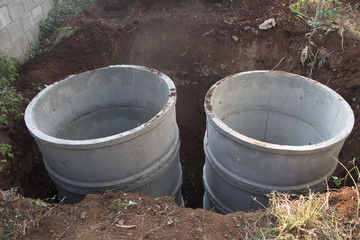 cement pipe tank,treatment waste water in asian house construction site for toilet