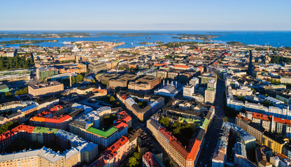 Aerial (drone) photo of Helsinki city, Finland - obrazy, fototapety, plakaty