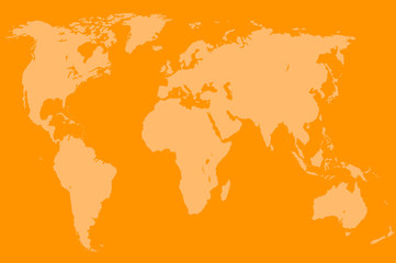 orange world map, isolated