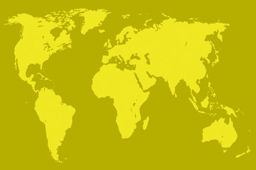 Fototapeta premium Mapa świata musztarda, na białym tle
