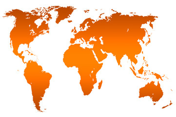 orange gradient world map, isolated - 192576461