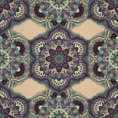 Ornate floral seamless texture, endless pattern with vintage mandala elements.