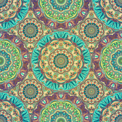 Seamless pattern mandala ornament. Vintage decorative elements. Hand drawn oriental background.