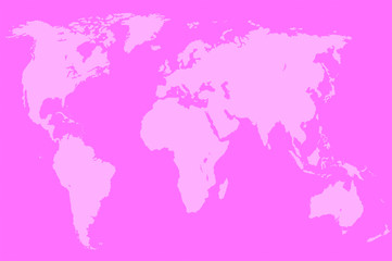 Fototapeta na wymiar pink world map, isolated
