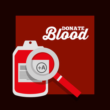 donate blood iv bag plastic magnifier poster vector illustration
