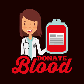 doctor professional holding bag blood donate vector illustration