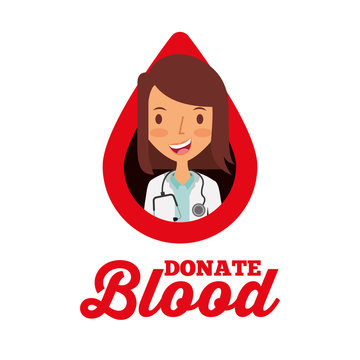 doctor in drop donate blood volunteer vector illustration