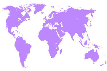 Fototapeta na wymiar violet world map, isolated