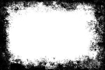 Black grunge texture border frame over white - obrazy, fototapety, plakaty