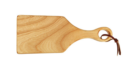 Shaped wooden cutting board isolated on white