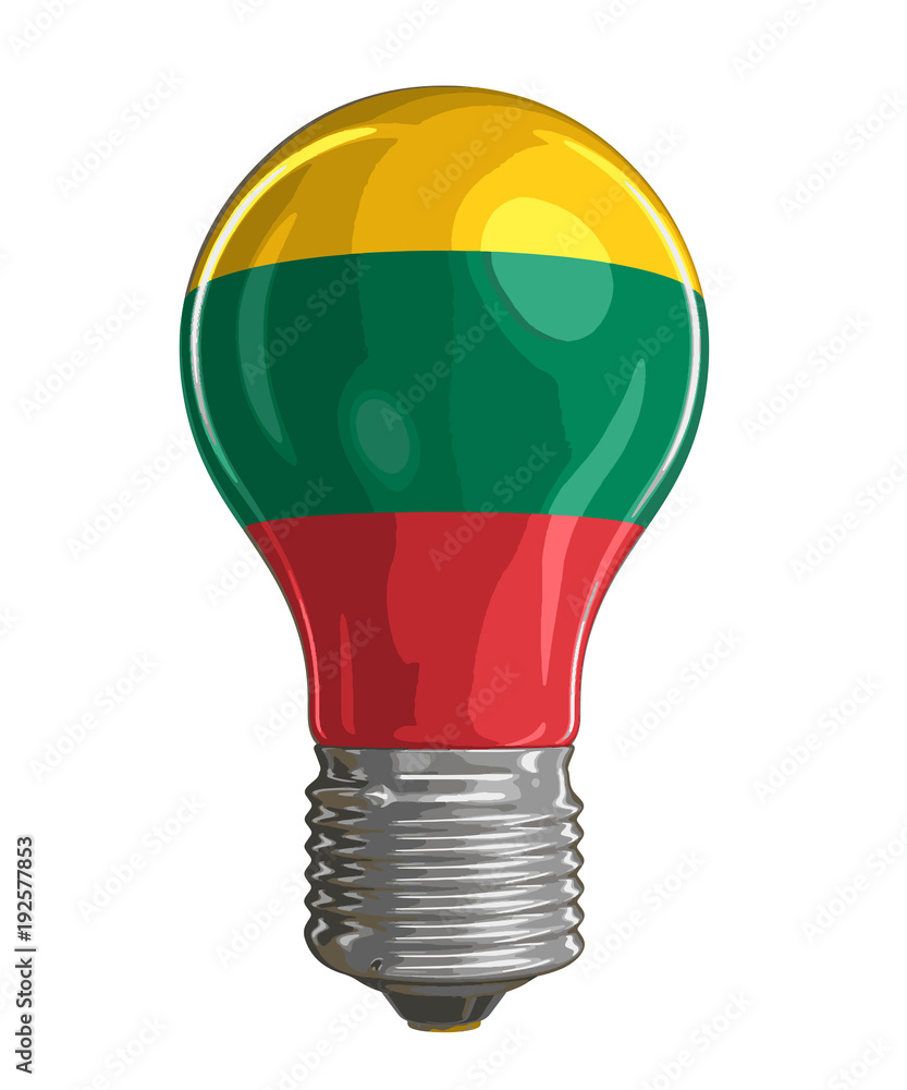 Poster light bulb with lithuanian flag. image with clipping path