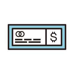 Money check isolated line icon vector illustration graphic