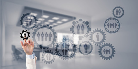 Teamwork concept and choosing gesture of businessperson in elega