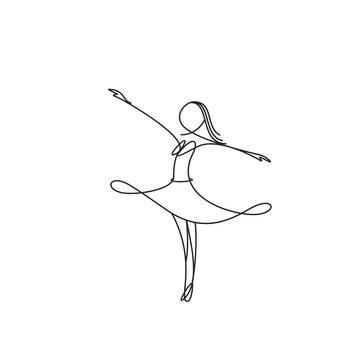 Female line art dancing girl vector illustration.