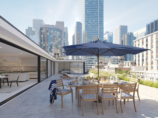 penthouse terrace in a big city. 3d rendering