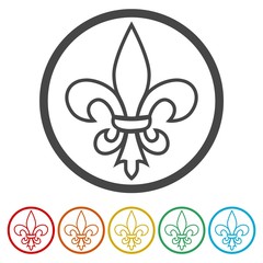 Fleur de lis icon, Fleur-de-lis sign, 6 Colors Included
