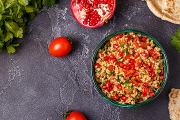 Tabbouleh salad, traditional middle eastern or arab dish.