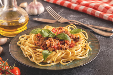 Italian pasta bolognese.