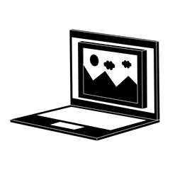 laptop computer with picture vector illustration design