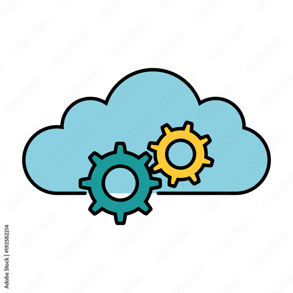 Poster cloud computing with gears vector illustration design