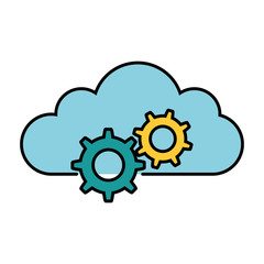 cloud computing with gears vector illustration design