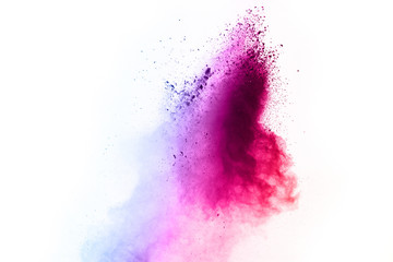 Colorful powder explosion on white background.