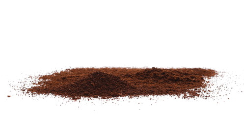 Instant coffee, pile of powdered isolated on white background