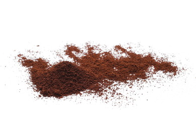 Instant coffee, pile of powdered isolated on white background
