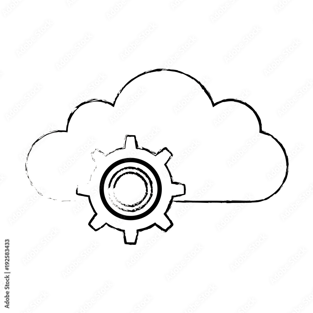 Poster cloud computing with gears vector illustration design