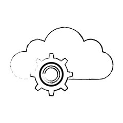 cloud computing with gears vector illustration design