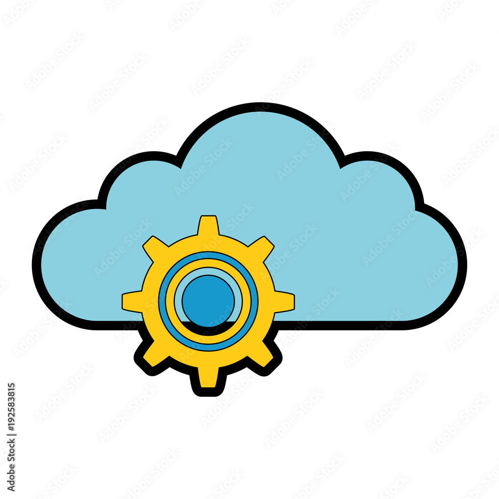 Poster cloud computing with gears vector illustration design