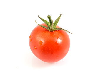 fresh red tomato isolated on white background, tomatoes whole and a half isolated on white with clipping path