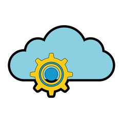 cloud computing with gears vector illustration design