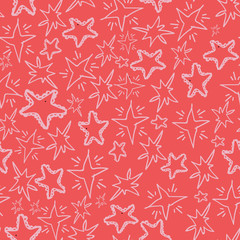 white handdrawn stars on pink background